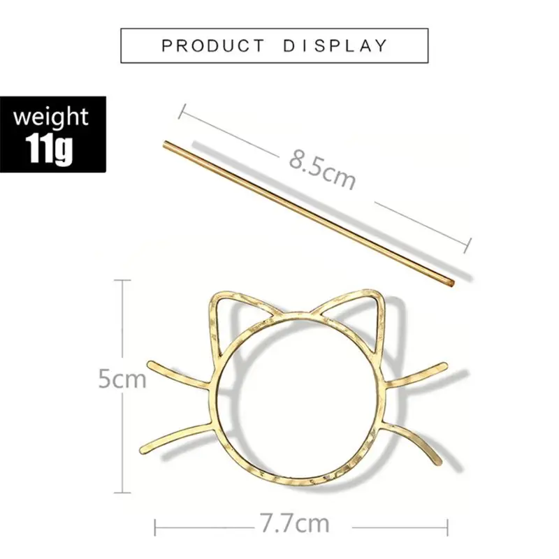 Женская Геометрическая заколка для волос в виде милого кота милая металлическая