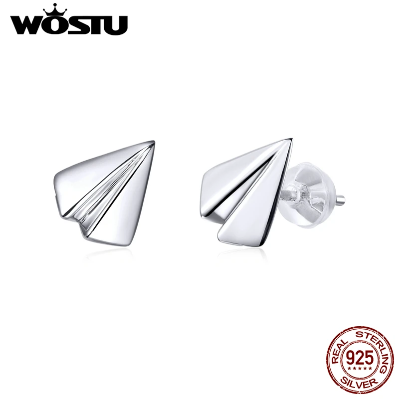 WOSTU Аутентичные серьги-гвоздики из стерлингового серебра 925 пробы с бумажным