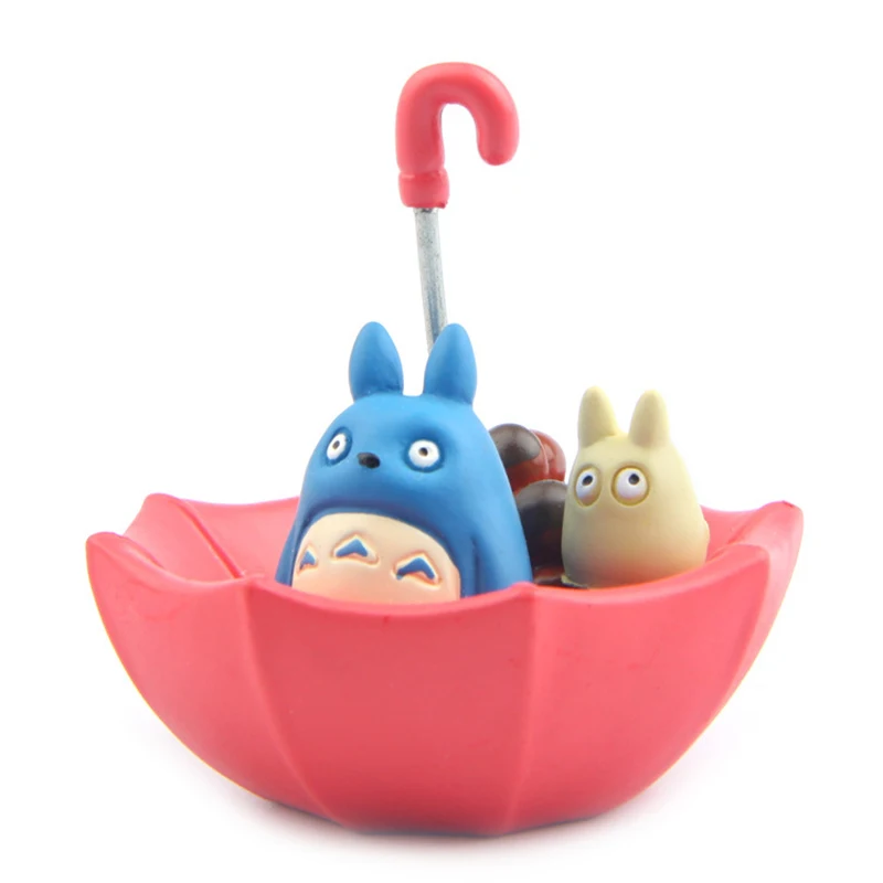 

1pc Anime Pink Umbrella Totoros Nut Figurines Cute Ornaments Resin Model Miniatures Fairy Garden Room Decoration Toys Gifts