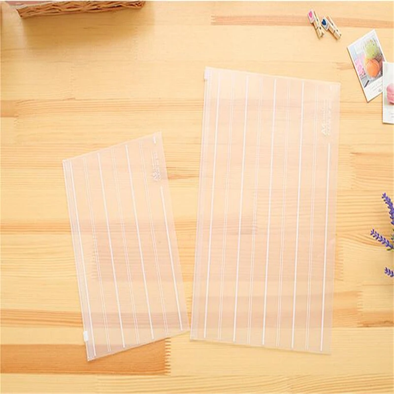 White Stripe Translucent A4 Invoice File Bags Pencil Holder Documen Folder for Document Stationary School Organization Supplies |