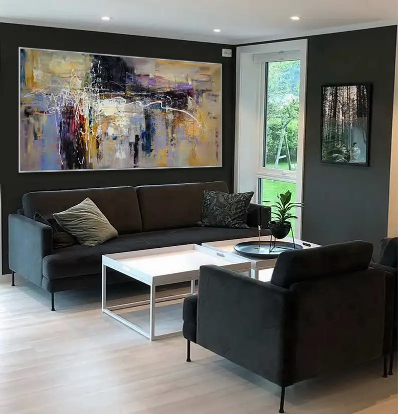 Goedkoop Grote Abstract Wall Art Hand Geschilderd Acryl Paletmes Abstract Oversize Schilderen Op Canvas Panoramisch Brede Schilderen Olie