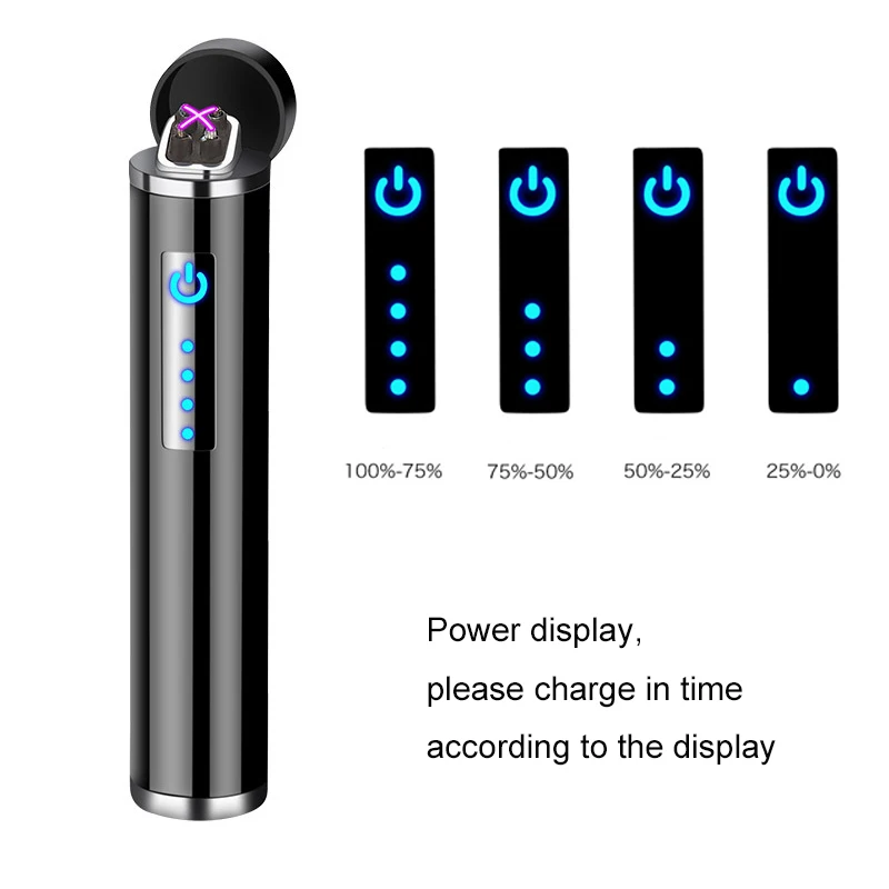 Мини зажигалка с двойной дугой USB Сенсорный переключатель зарядка Электронная