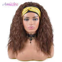 synthetic afro kinky curly wigs with headband easy to wear headband wigs heat resisitant wig for women daily use
