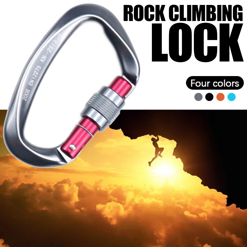 

25kN Auto Locking Climbing Carabiner Clips D Shape Twist Lock And Heavy Duty Carabiners For Mountaineering Climbing Rappelling
