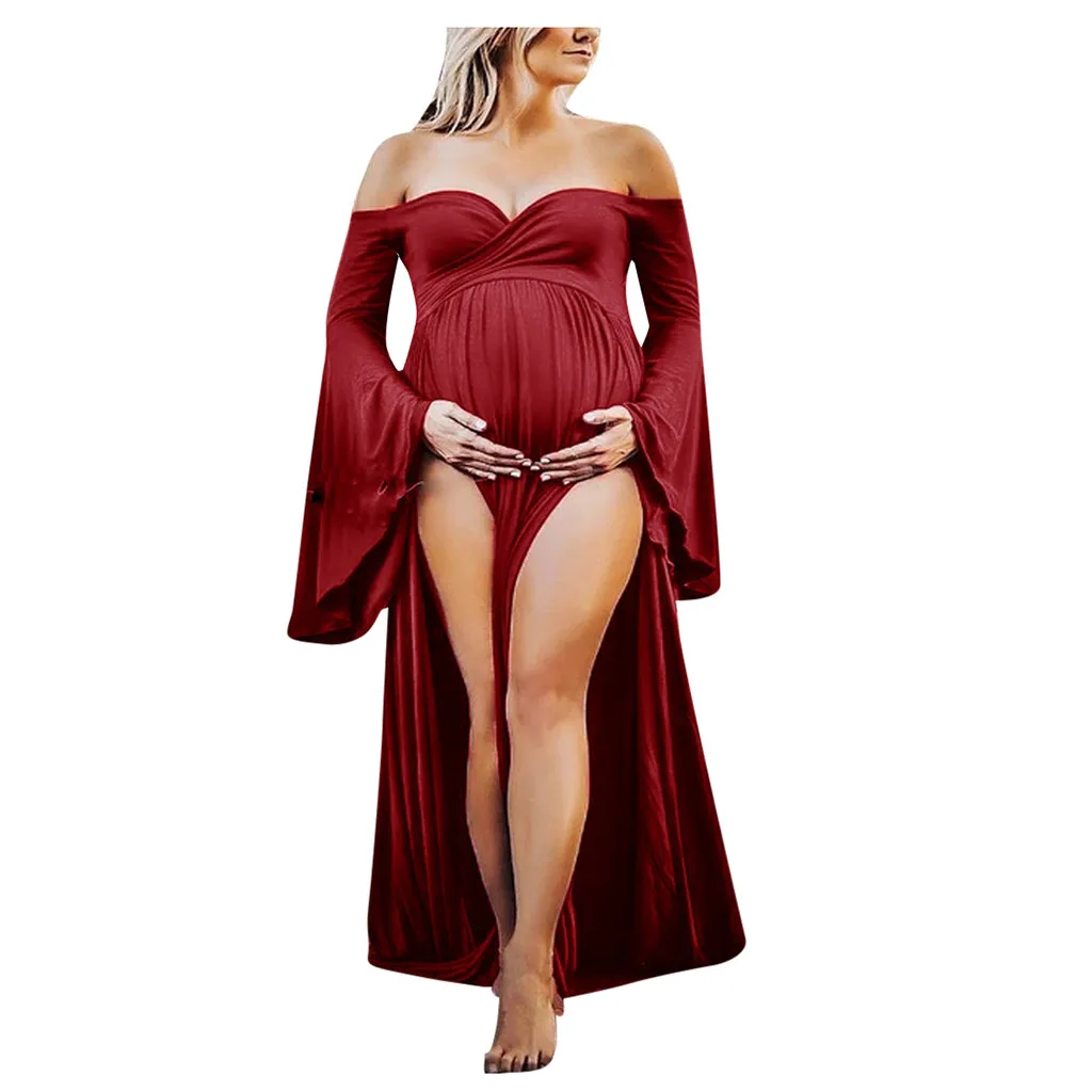 Платья для беременных для фотосессии платье для беременных vestidos платье для беременных vestido embarazada однотонное M-L с длинными рукавами Z4