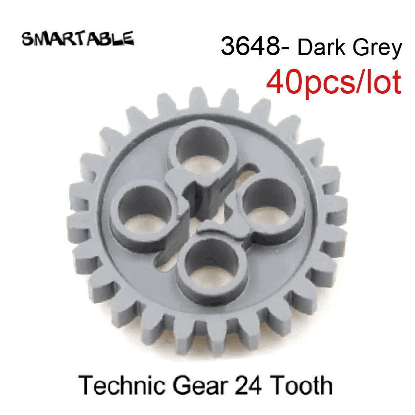 3648-Dark Grey-40pcs Smartable Technic Шестерни части строительный блок игрушки набор MOC модель для детей Совместимые все бренды 32498/62821/76244/87407/94925 - Цвет: 3648-Dark Grey-40pcs