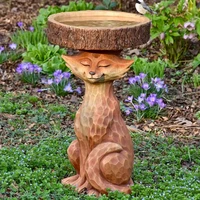 resin standing foxs birdbath animal statue outdoor birdfeeder resin decoration cute foxs garden ornament for garden %d1%84%d0%b8%d0%b3%d1%83%d1%80%d0%ba%d0%b8