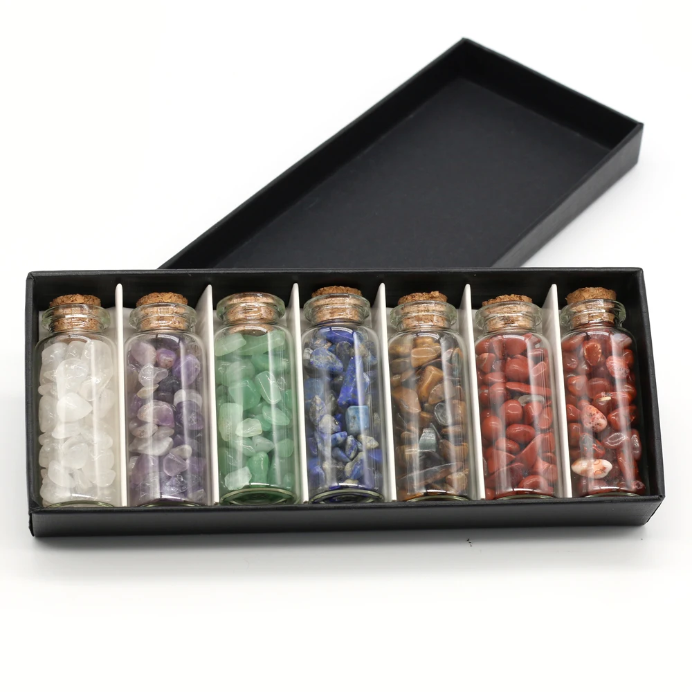 

Natural Stone Drifting Bottle Crushed Stone Bead Making DIY Bracelet Necklace Jewelry Home Decoration Gift 7 Bottles/Set