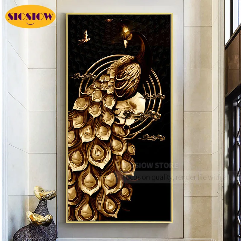 5D алмазная вышивка с животными 3D Алмазная живопись сделай сам Золотой Павлин