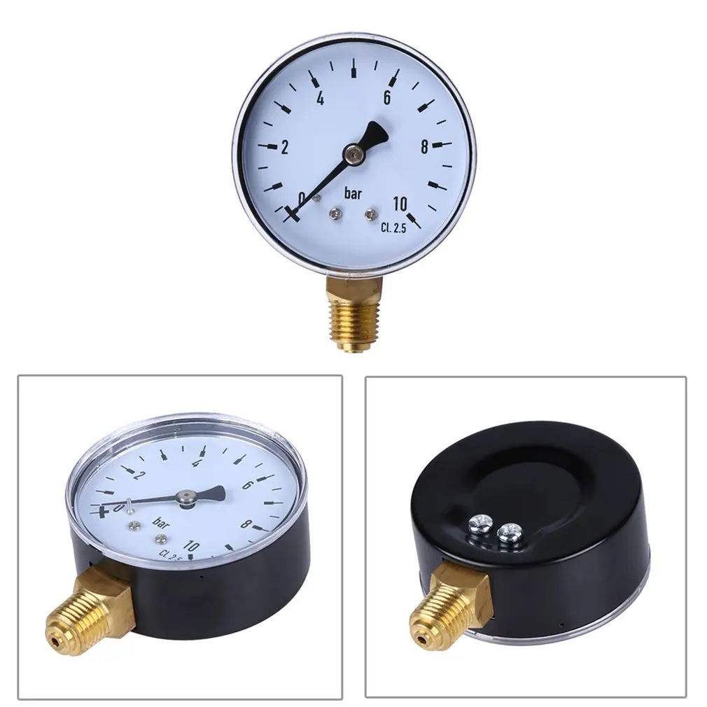 

1/4 Inch NPT Side Mount 10 Bar Metal Water Oil Air Compressor Pressure Gauge Manometer Pressure Measuring Tool