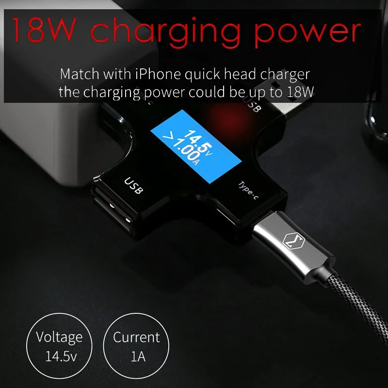 Mcdodo USB C PD 18 Вт Кабель для быстрой зарядки type Lightning 2A зарядное устройство передачи