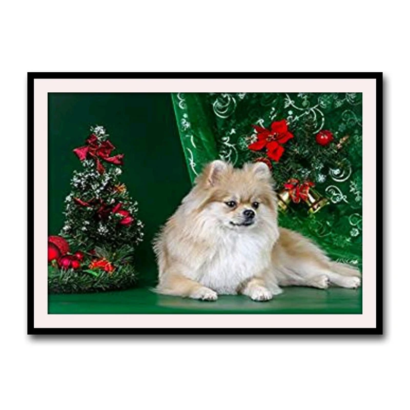 5D алмазная живопись по номерам квадратная Рождественская собака вышивка