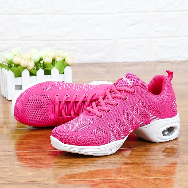 

Women's Breathable Fitness Dance Shoes Black Rose Red Sports Shoes Square Dance Practice Shoes Girls Modern Dance Sports Shoes