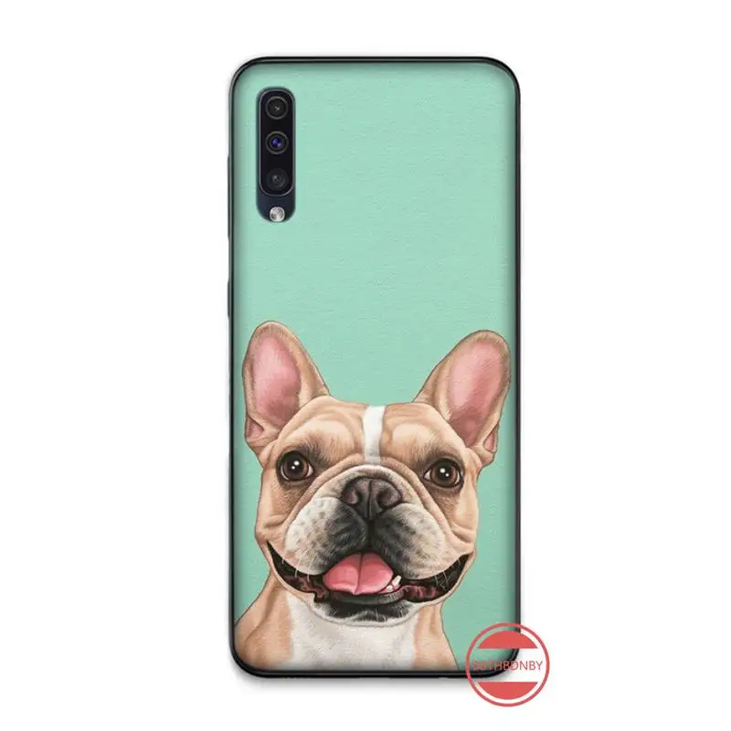 Милый мягкий черный чехол Bulldog для телефона Samsung A20 A30 30s A40 A7 2018 J2 J7 prime J4 Plus S5 Note 9 10 |