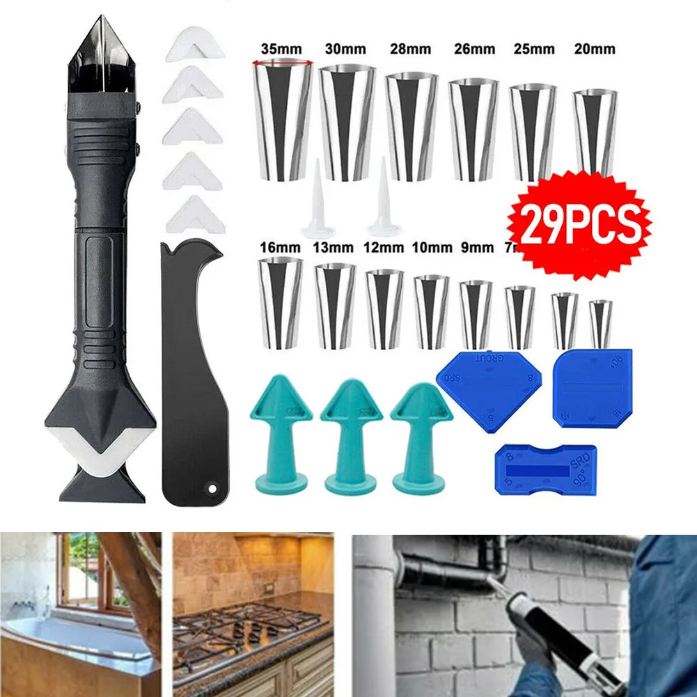 

29PCS Caulking Finisher Tool Caulking Filler Finisher Nozzles Silicone