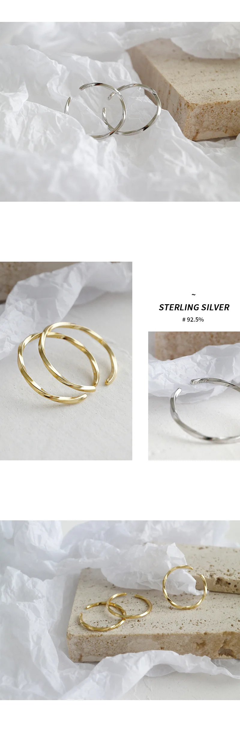 SHANICE 925 Sterling Silver Open Ring INS simple Mobius twist adjustable opening Ring Holiday Engagement Party Jewelry