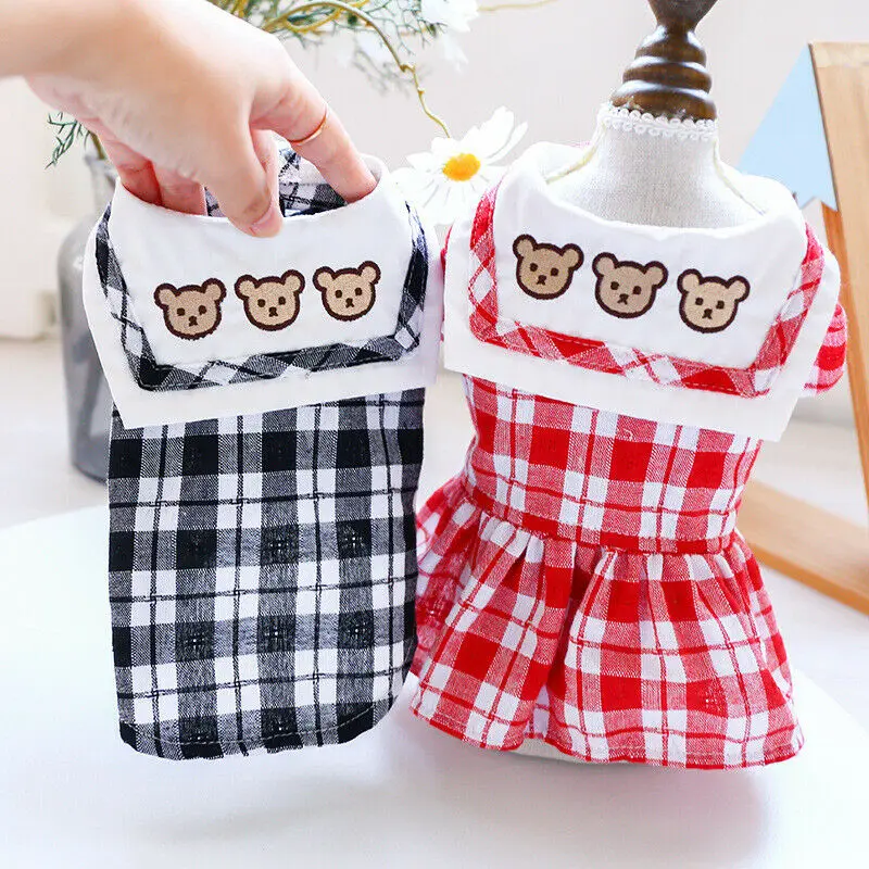 

New Dog Plaid Two-Legged Shirt Pet Clothes Spring Summer Skirt