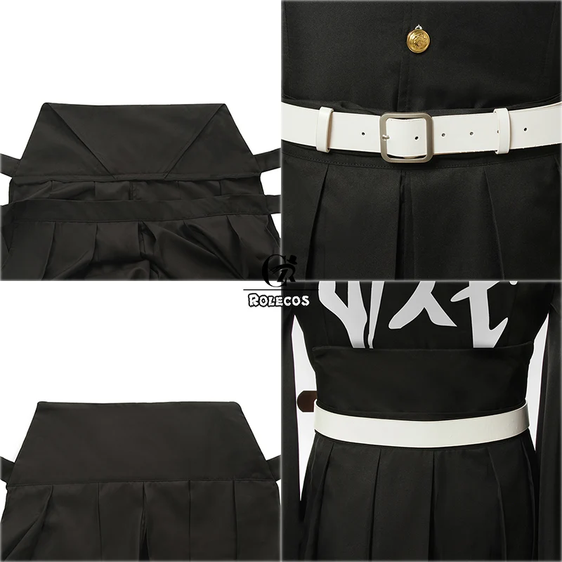 

ROLECOS Anime Demon Slayer Cosplay Costume Tokitou Muichirou Black Costume Kimetsu no Yaiba Cosplay Men Uniform Top Pants