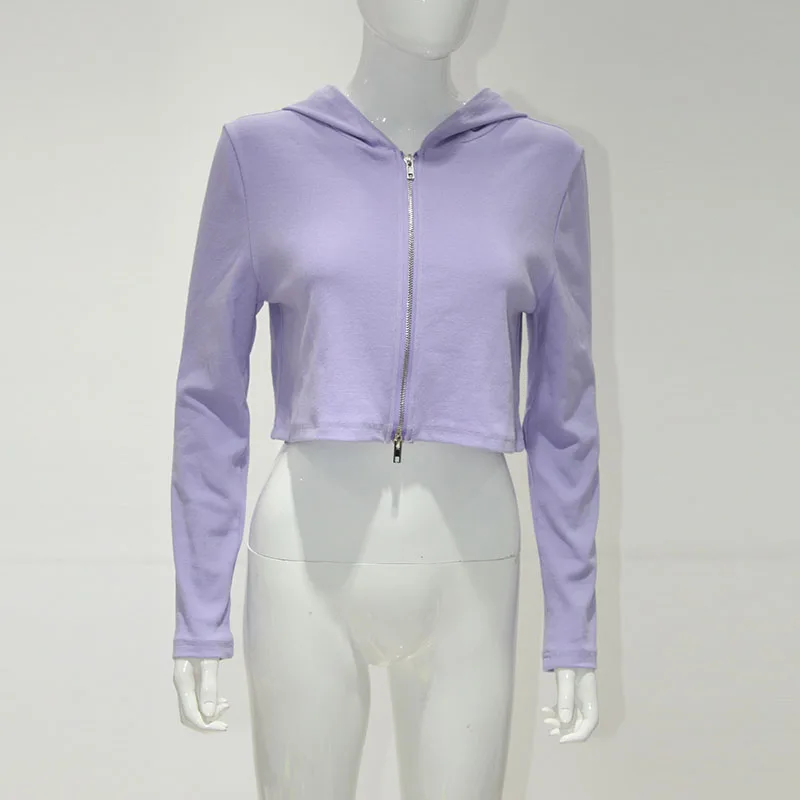 OUMEA женские двойной конец застежки-молнии металла ребра укороченные трикотажные