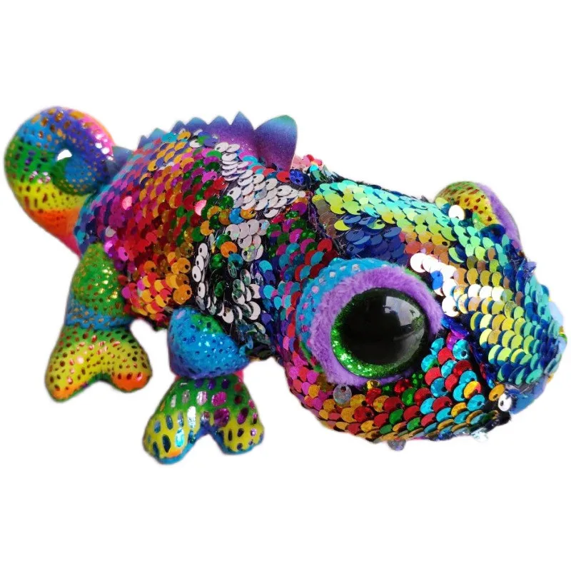 

Cute Sequins Flippable Chameleon Plush Toy Kawaii Lizard Stuffed Animals Big Eyes 23cm Kids Toys for Girls Boys Children Gifts
