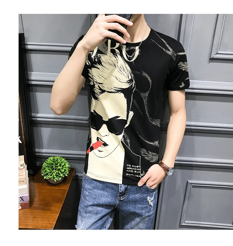 Летняя Новинка, футболка с персональным принтом, Camiseta Hombre, Клубные вечерние футболки, Hombre, Hombre, Manga Corta, корейский топ, короткая футболка