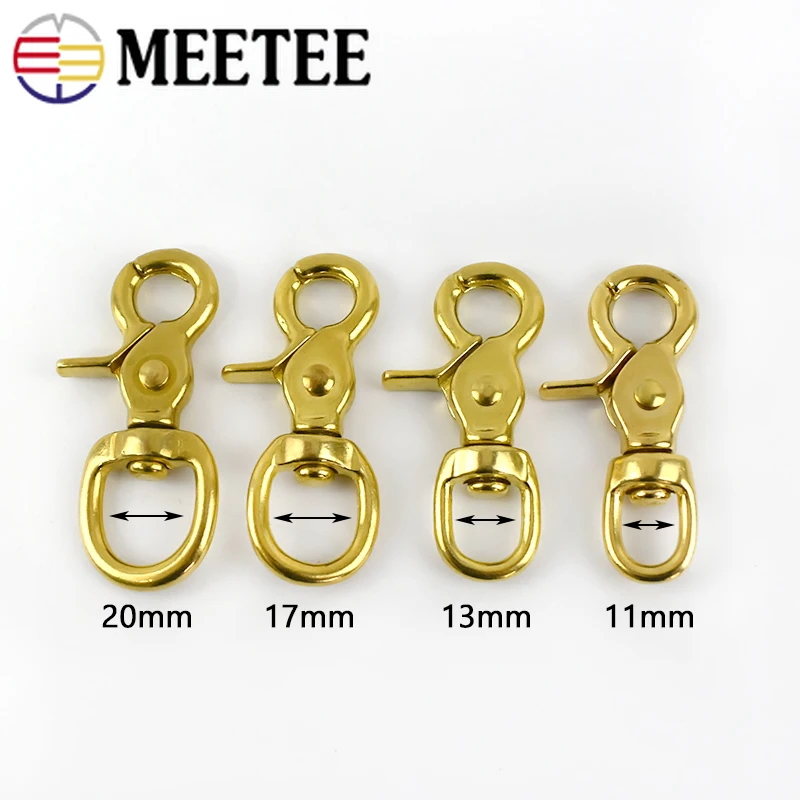 Meetee 2pcs 14-38mm Pure Brass Buckles Metal Dog Collar Hook Clips DIY Luggage Straps Hang Buckle Sewing Accessories BD271 | Дом и сад