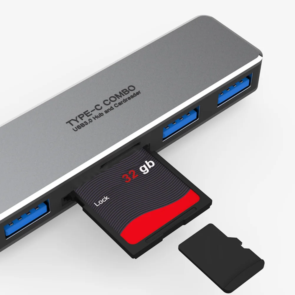 5 в 1 USB C концентратор тип до 3xUSB3. 0 + 1xTF кард-ридер адаптер для MacBook ноутбук Запчасти