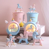 creative gradient color unicorn night light resin unicorn miniature figurine decorations craft gifts home bedroom decoration