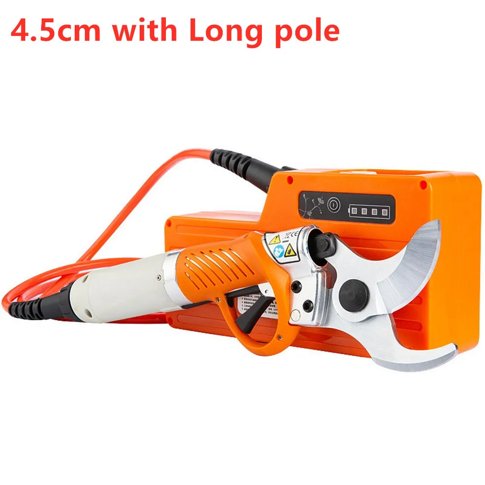 4.5cm with long pole 450 Вт электрические ножницы Электрический секатор 36 В 4400 мАч литиевая батарея Электрический секатор ножницы садовые ножницы для фруктового дерева сад - Цвет: 4.5cm with long pole