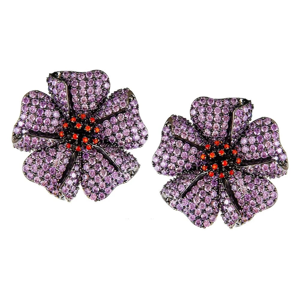 

New Gorgeous Jewelry Luxury Big Flower Pendant Earrings for Noble Women Bridal Wedding boucle d'oreille femme 2021