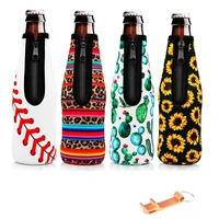 4pcs 12oz 330ml beer bottle cooler sleeves drink can holder with zipper neoprene paisley insulated cover for party with opener