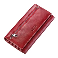 western rfid genuine leather women long wallet fashion multifunction cow leather women coin phone purse