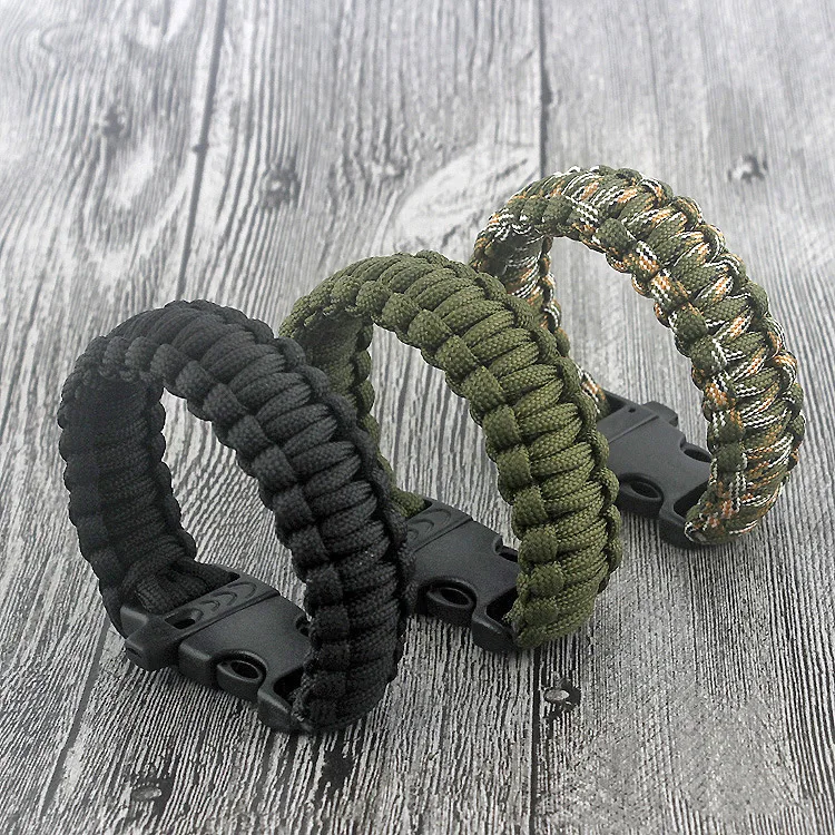 

Emergency Paracord Braided Bracelet With Emergency Whistle Heavy-Duty With Buckle Outdoor Bracelet Survival Outdoor Accessories
