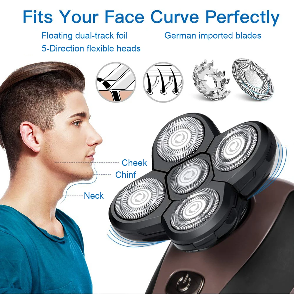 

5 In 1 4D Rotary Men Electric Shaver Bald Head Shaver Multifunctional Shaver Trimer For Men Barber Hair Shaving Hair Clipper