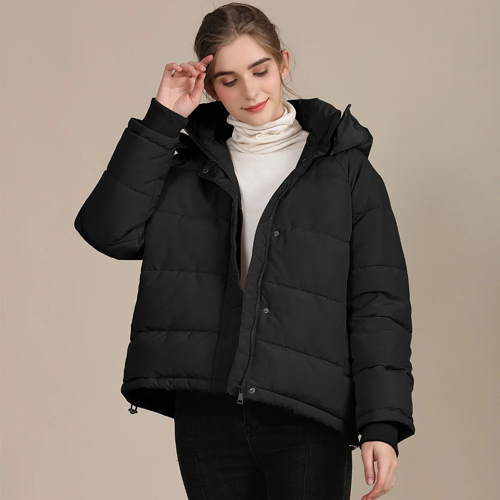 

2021 New European and American Plus Size Loose Short Solid Color Women's Cotton Jacket Women Fall/Winter