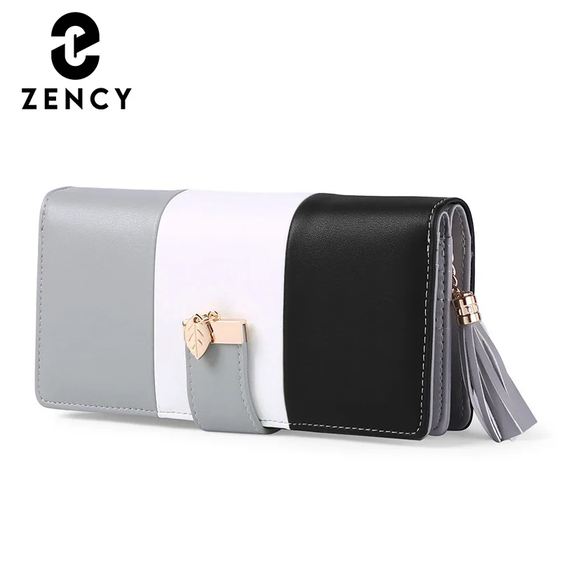 

Женский многофункциональный кошелек Zency 2022 из воловьей кожи, повседневная контрастная сумка на защелке для женщин, модные длинные кошельки ...