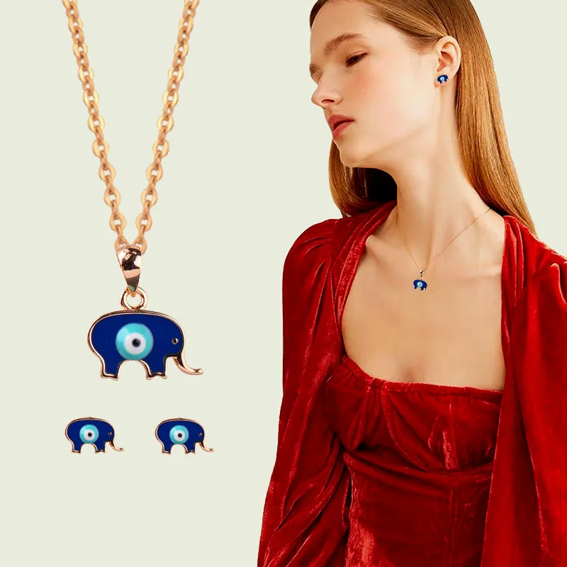 SINLEERY чокер TZ036 SSA с изображением слона короны сердца голубого сглаза ожерелье