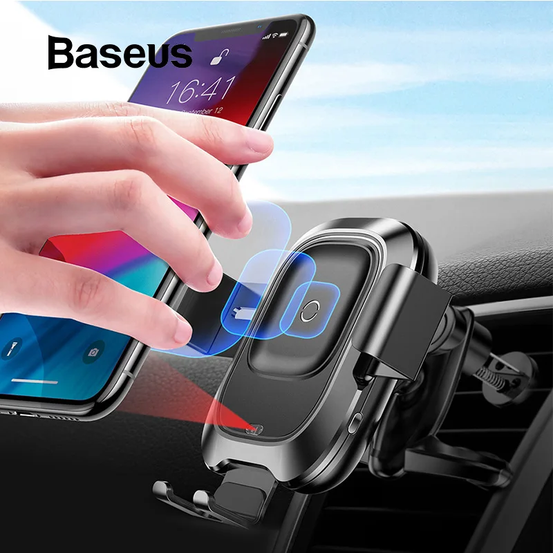 Baseus Автомобильный держатель для телефона для iPhone samsung интеллектуальное инфракрасное Qi автомобильное беспроводное зарядное устройство Держатель для мобильного телефона