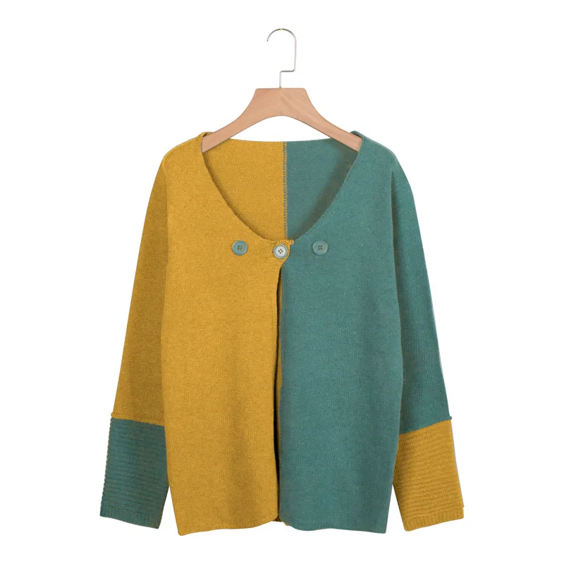 VITIANA Loose Casual Knit Sweater Women Autumn Female Long Sleeve Patchwork Knitted Sweaters Femme Plus Size 5XL Clothes