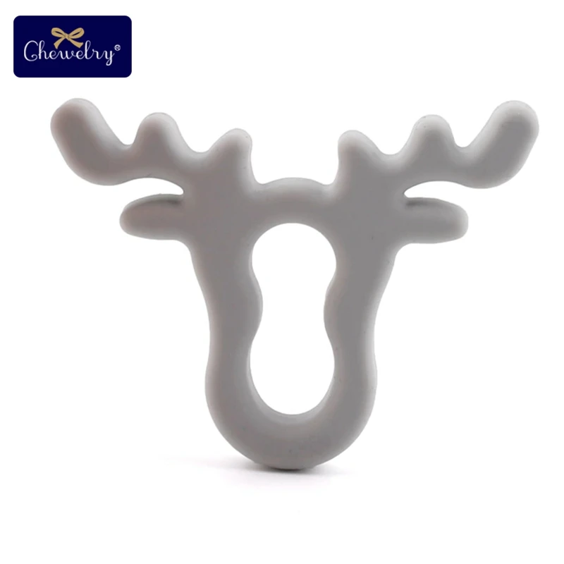 Gray Elk 1 шт. силиконовые снежинки Прорезыватель Рождественская елка звезда кулон Рождественский Олень Подарки для ребенка Лось пряники Ман детский Прорезыватель подарки - Цвет: Gray Elk