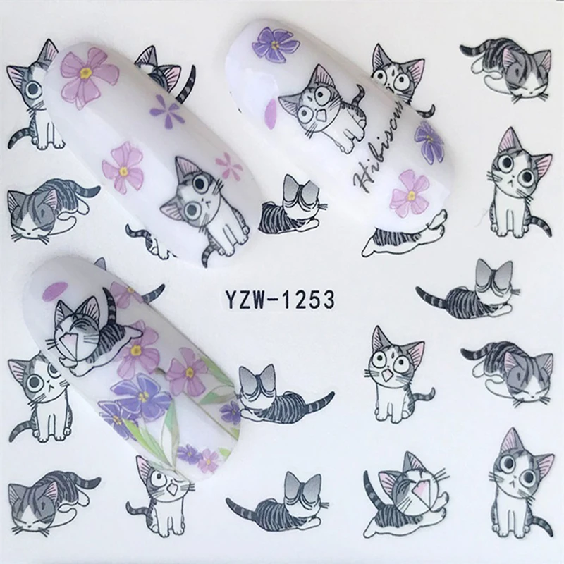 1 лист стикеров для нейл арта переводные наклейки милых кошек новые инструменты