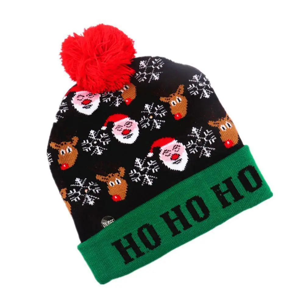 

Led Christmas Hats Christmas Sweater Knit Hat With Led Light Xmas Light Up Beanie Hat For Kids Adults New Year's Decor Cap