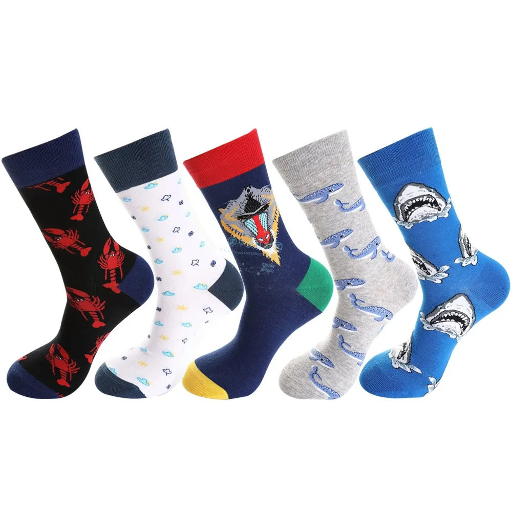 

Autumn Winter Animals Unisex Happy Socks Men with Shark Lobster Dolphin Hip Hop Socks Cotton Gifts for Men 112903