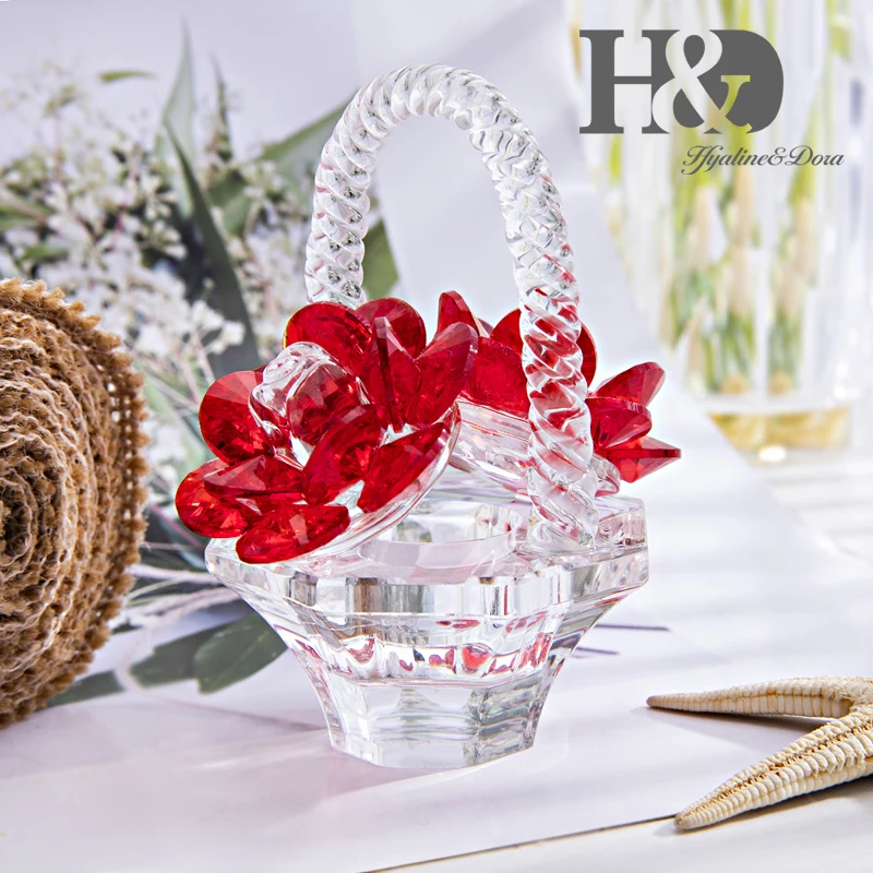 

Фигурка из стекла H & D корзина из кристаллов с розой, для домашнего декора, свадьбы, юбилея, Дня Святого Валентина, рождественского подарка