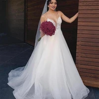 2021 a line boho backless wedding dresses spaghetti straps lace beach long bride gowns elegant garden floor length wedding dress