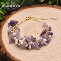 glseevo natural amethyst adjustable fashion bracelet for women engagement statement bangle handmade luxury fine jewelry gb0943