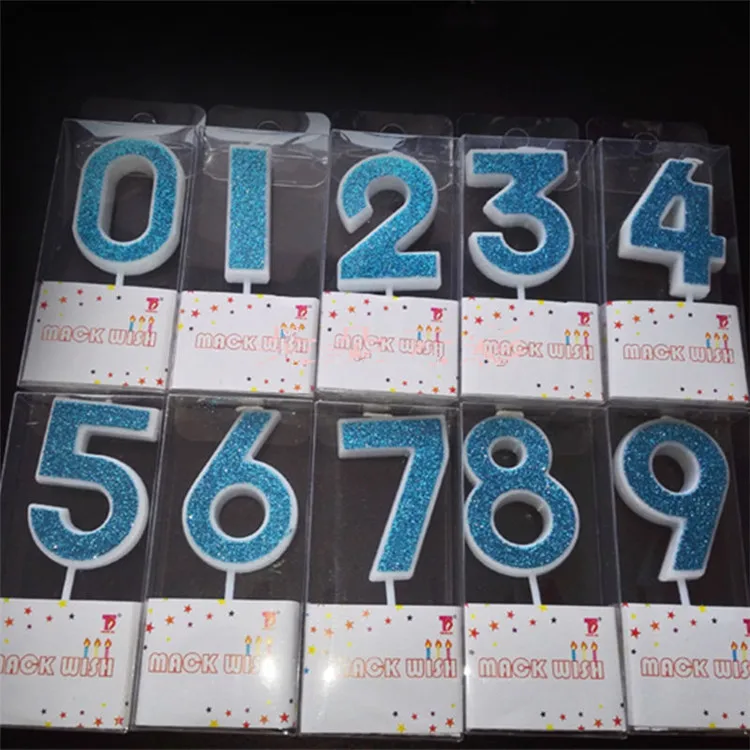 Свечи для торта Happy Birtday с цифрами 0 1 2 3 4 5 6 7 8 9 голубые свечи детей девочек