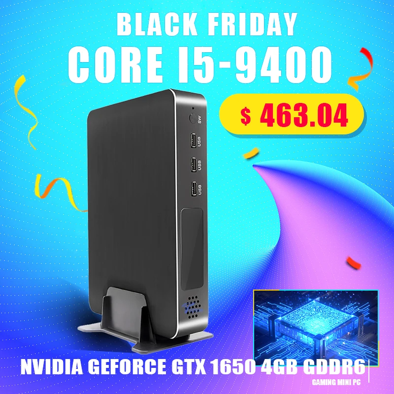 Мини компьютер GeForce GTX1650 4 Гб GDDR6 с процессором NVMe 2 * HDMI2.0 DVI DP AC Wi Fi|Мини ПК| |