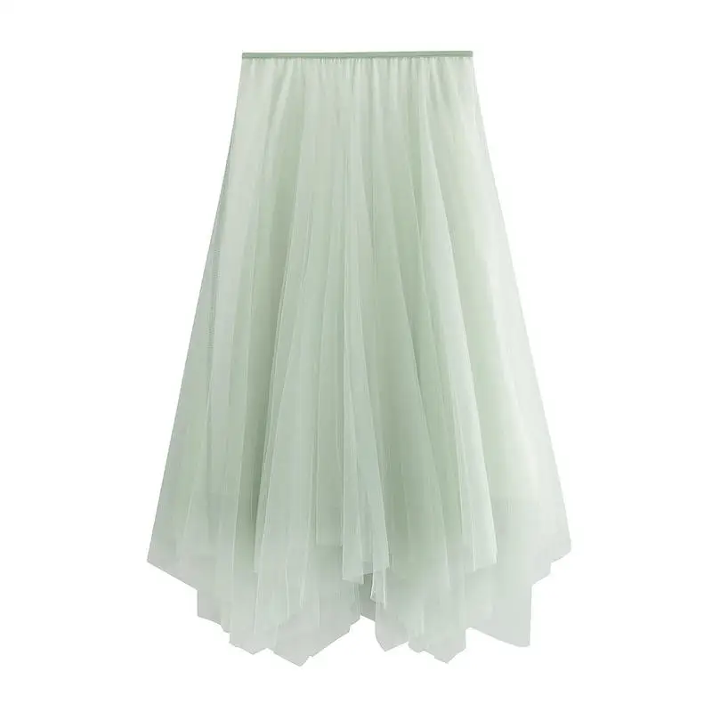 Женская Асимметричная сетчатая юбка с высокой талией для отдыха Повседневная