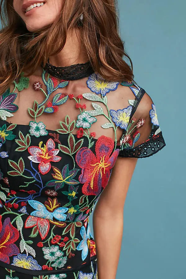 Цветок Вышивка Кружево платье Для женщин 2018 сезон: весна–лето взлетно